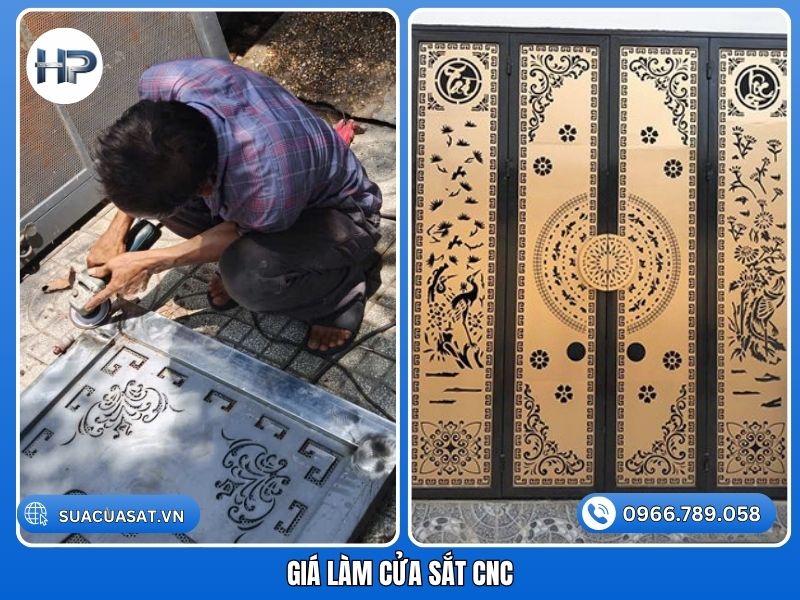 Kỹ thuật viên kiểm tra bản vẽ trước khi báo giá làm cửa sắt CNC.