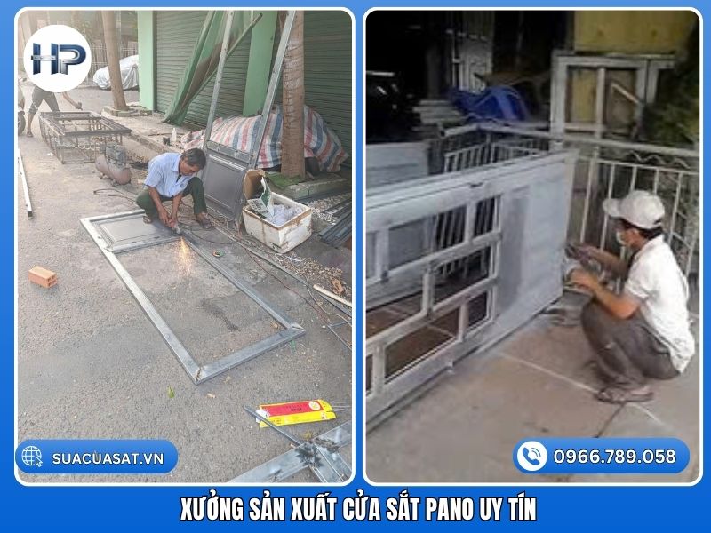 Toàn cảnh khu vực gia công tại xưởng sản xuất cửa sắt pano uy tín TPHCM.